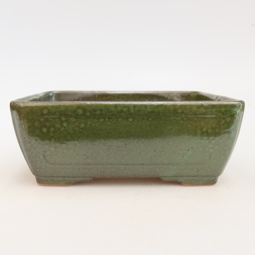 Keramická bonsai miska 16 x 12 x 6 cm, barva zelená