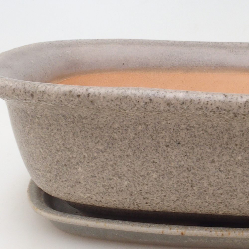 Bonsai miska + podmiska H08 - 25 x 19,5 x 6 cm. - béžová