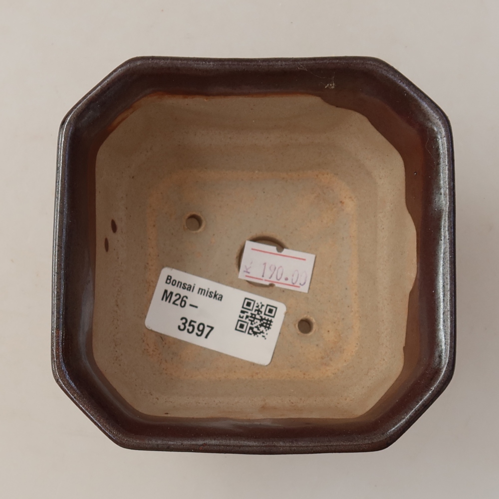 Keramická bonsai miska 10 x 10 x 6,5 cm, barva hnědá