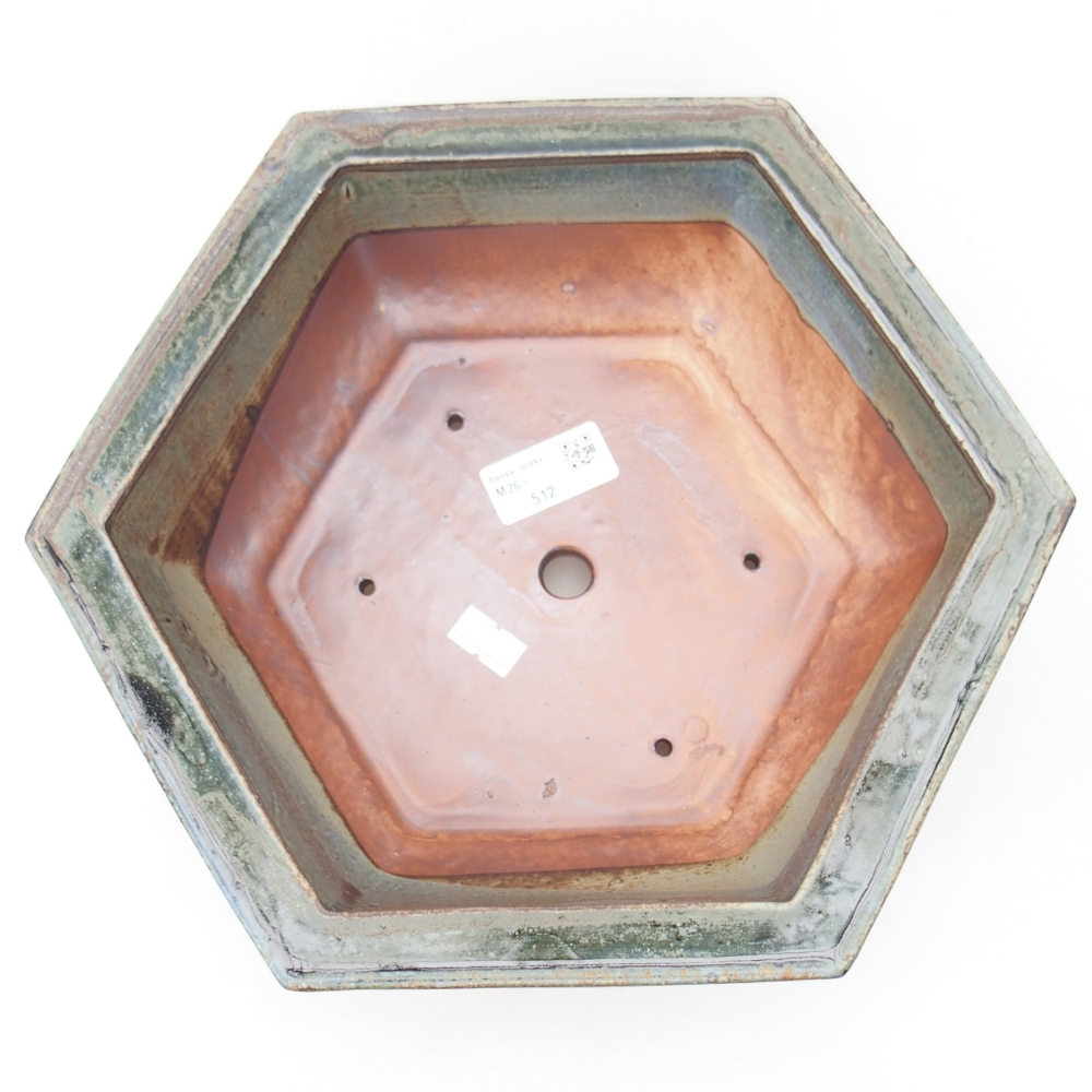 Keramická bonsai miska 28 x 24,5 x 9 cm, barva zelená