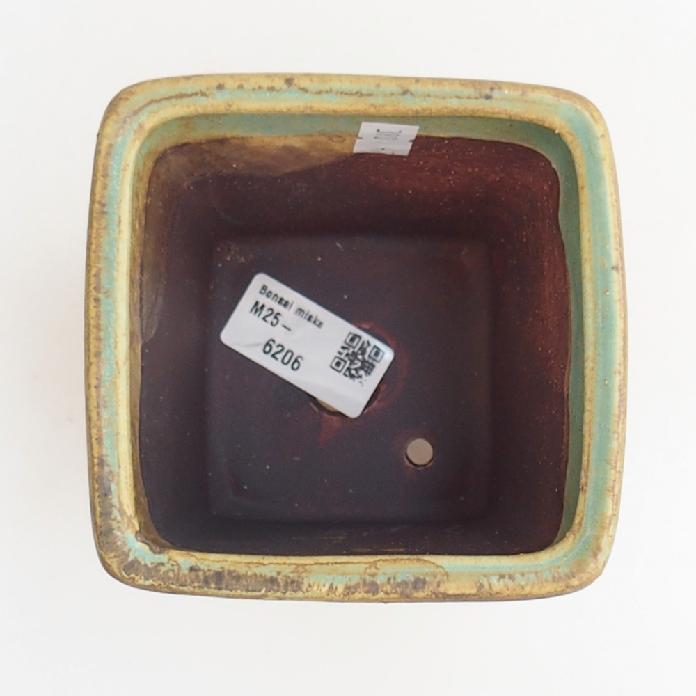 Keramická bonsai miska 10 x 10 x 12 cm, barva zelená