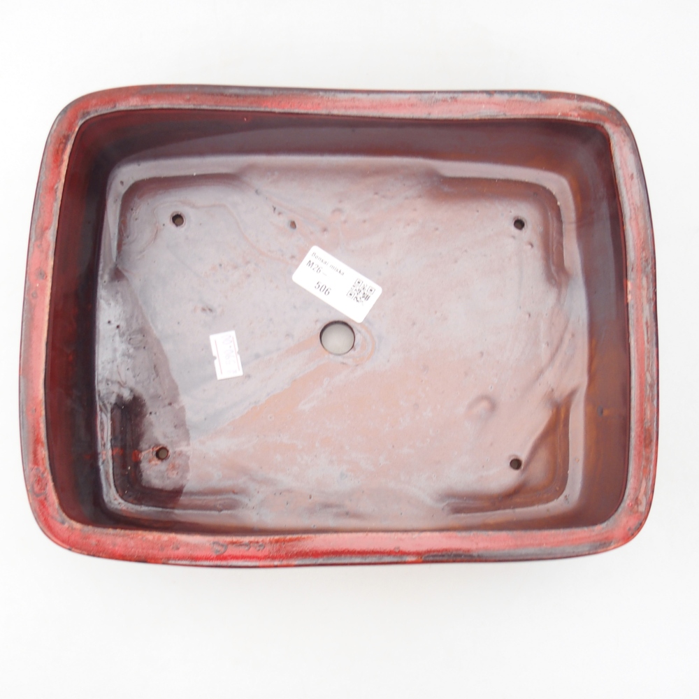 Keramická bonsai miska 26,5 x 20 x 6,5 cm, barva červená