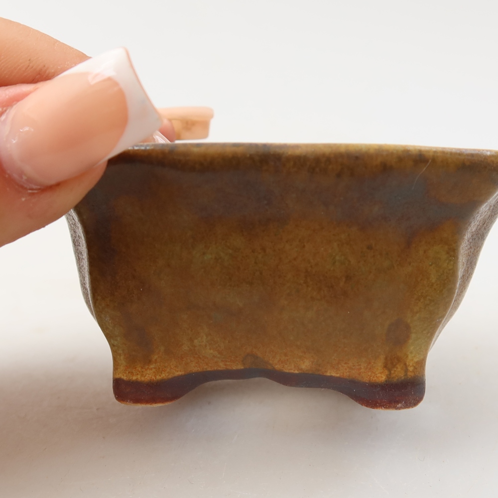 Keramická bonsai miska 7,5 x 7 x 3,5 cm, barva zelená