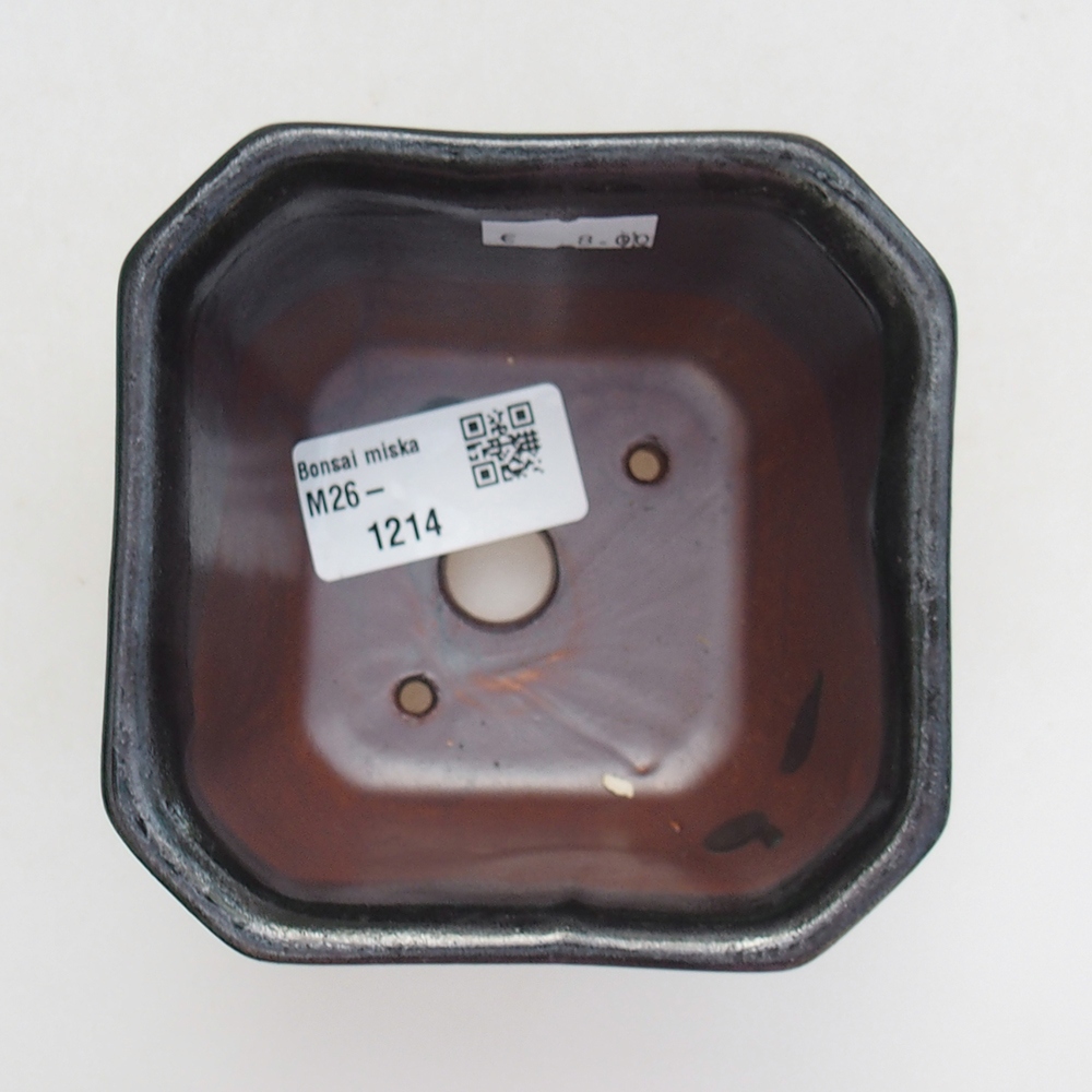 Keramická bonsai miska 10 x 10 x 6 cm, barva zelená