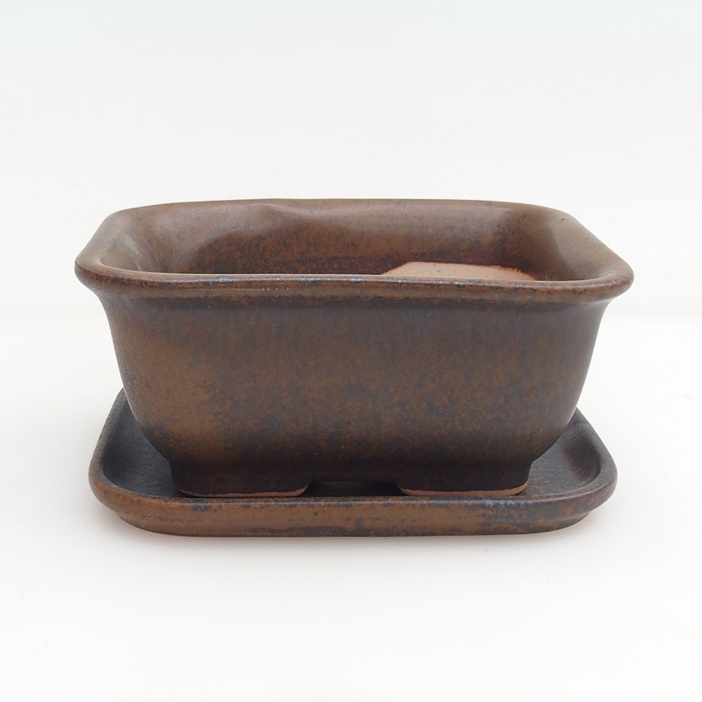 Bonsai miska + podmiska H38 - 12 x 10,5 x 5 cm. - hnědá