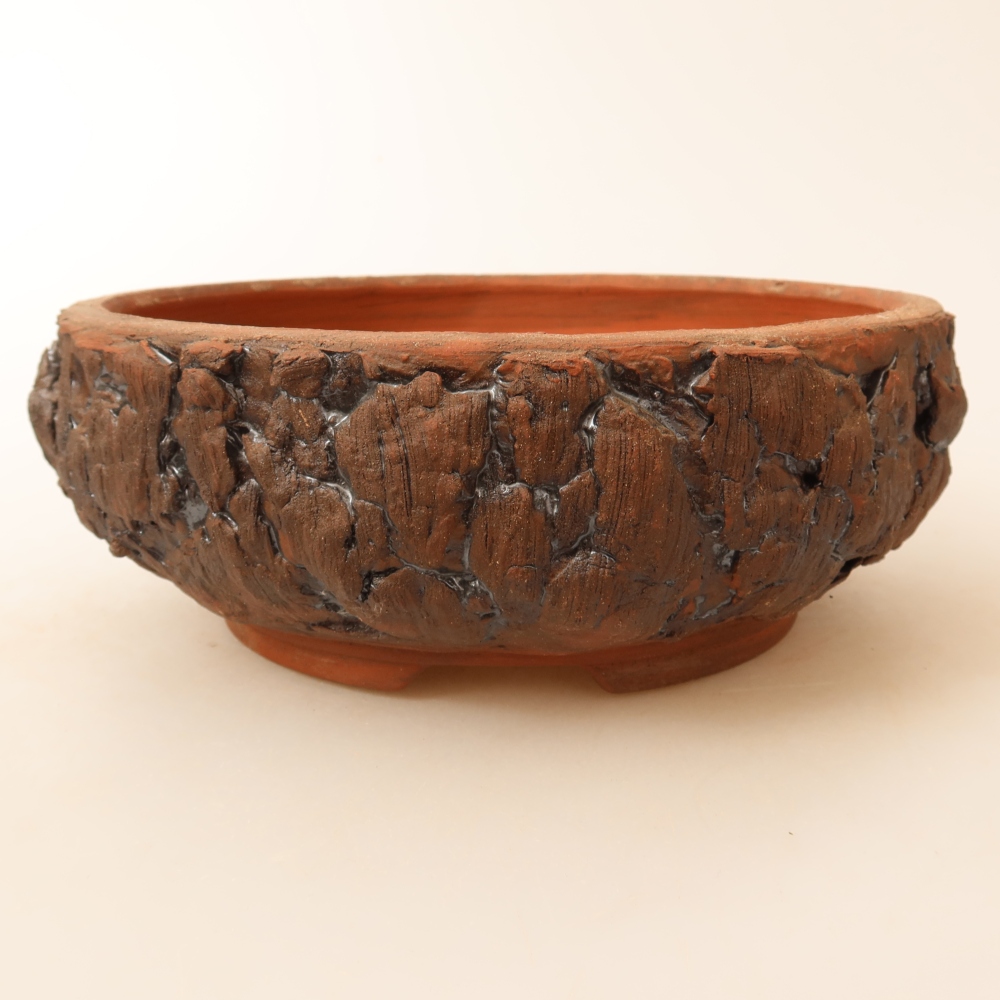 Keramická bonsai miska 17,5 x 17,5 x 6,5 cm, barva hnědá