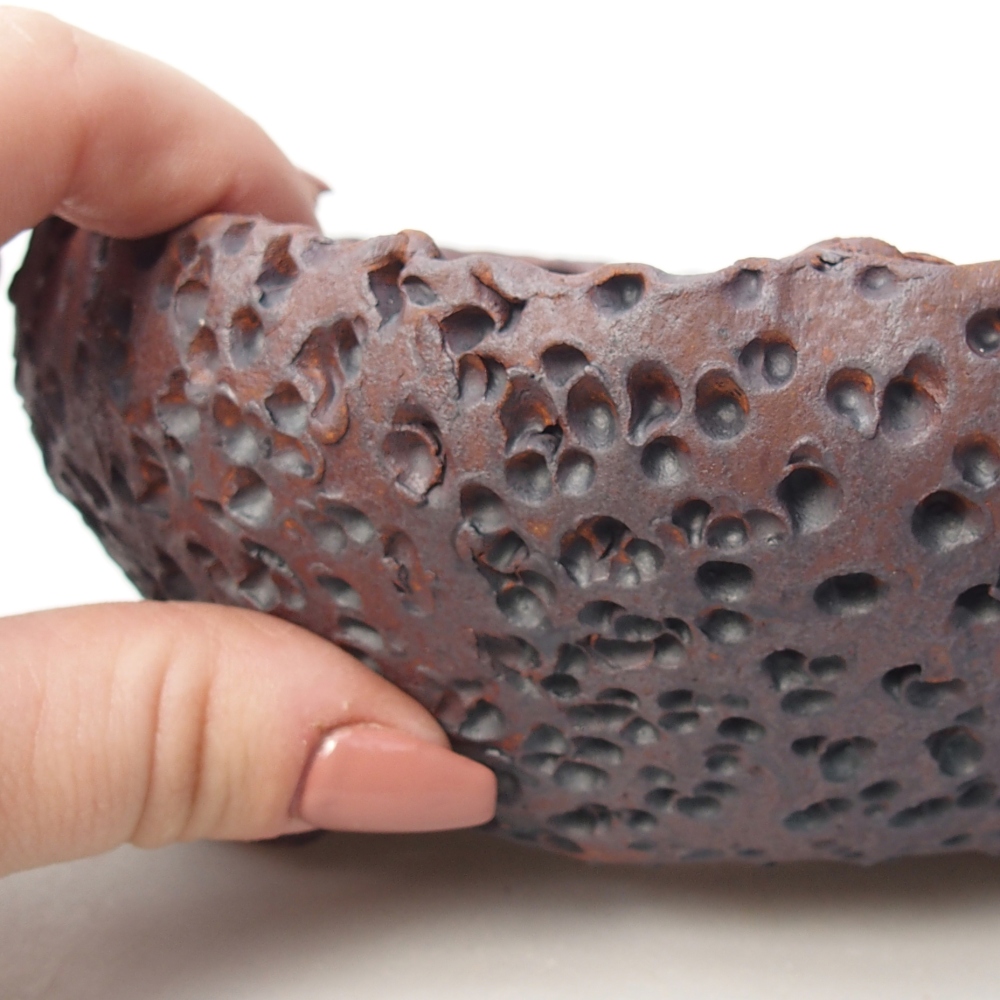 Keramická bonsai miska 16,5 x 17,5 x 7 cm, barva kovová