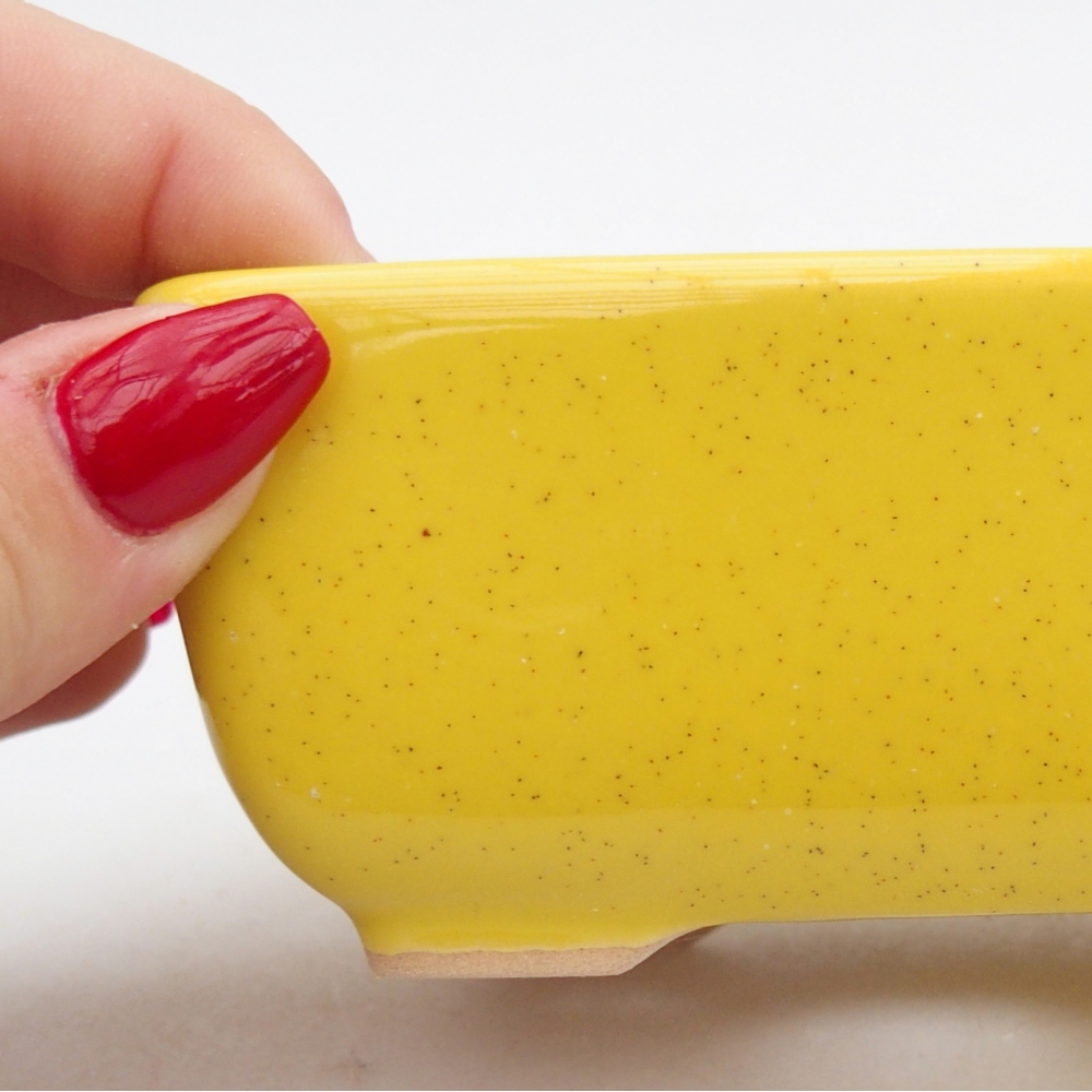 Keramická bonsai miska 10,5 x 7,5 x 4,5 cm, barva žlutá