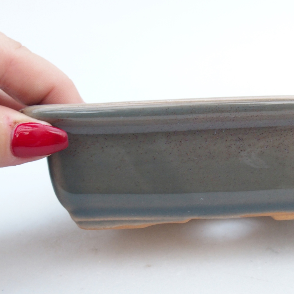 Keramická bonsai miska 14 x 10,5 x 4 cm, barva šedá