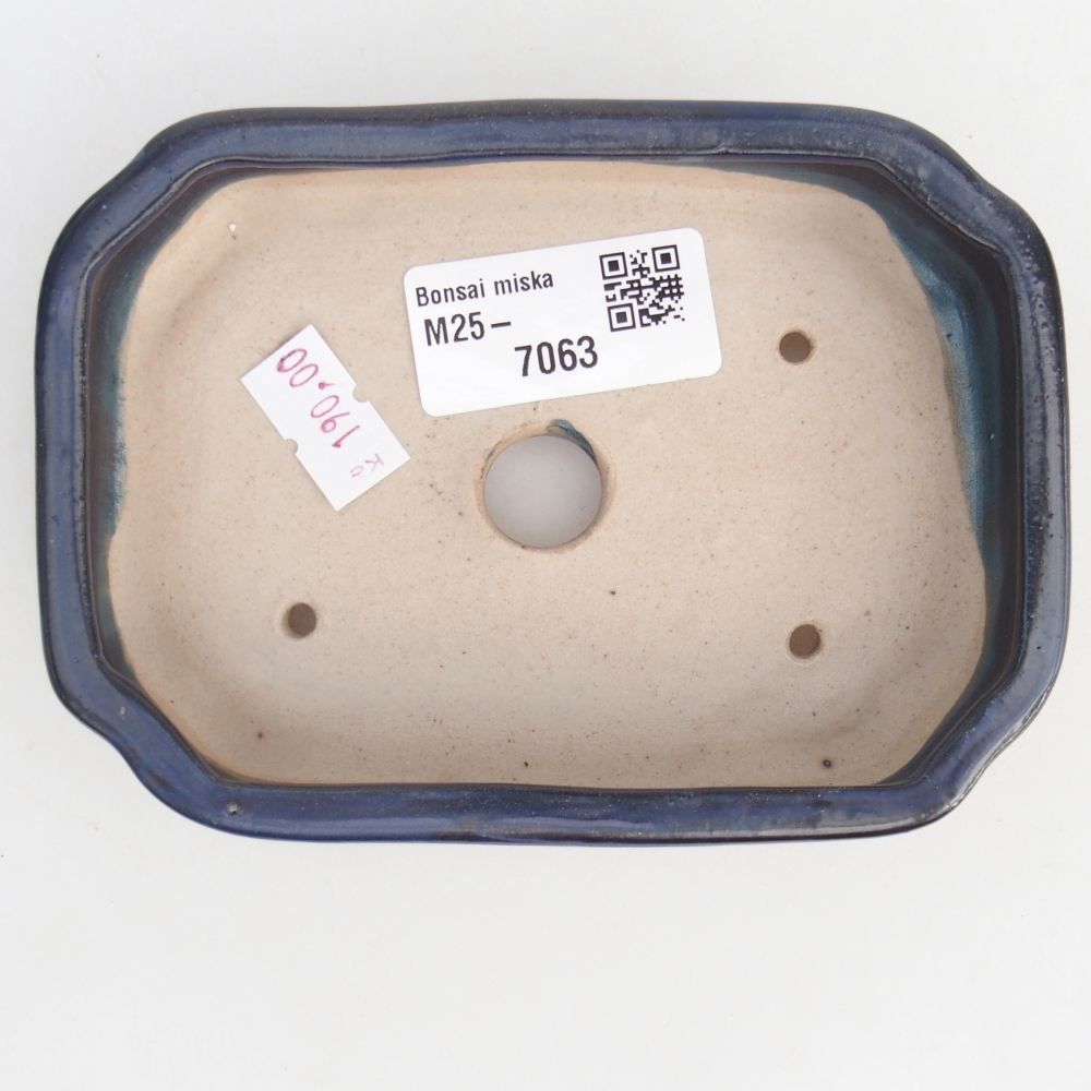 Keramická bonsai miska 12,5 x 9 x 3 cm, barva modrá