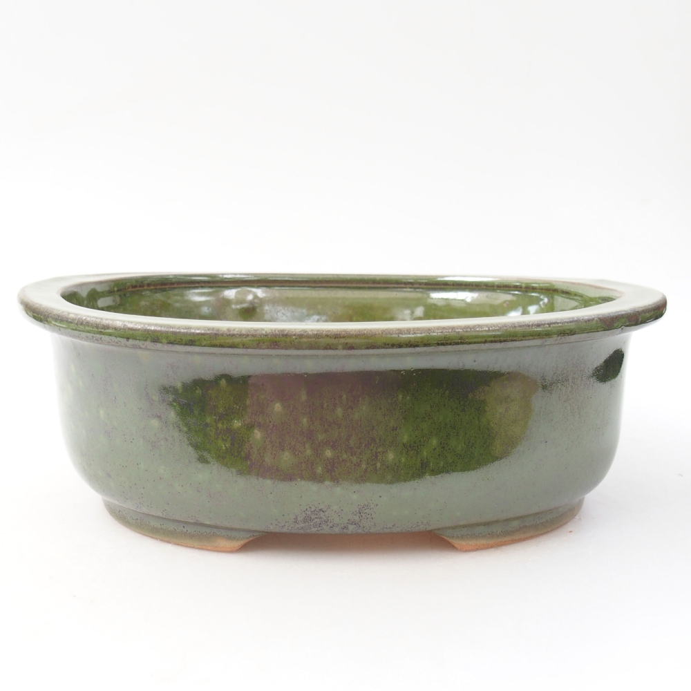 Keramická bonsai miska 23 x 19 x 8 cm, barva zelená