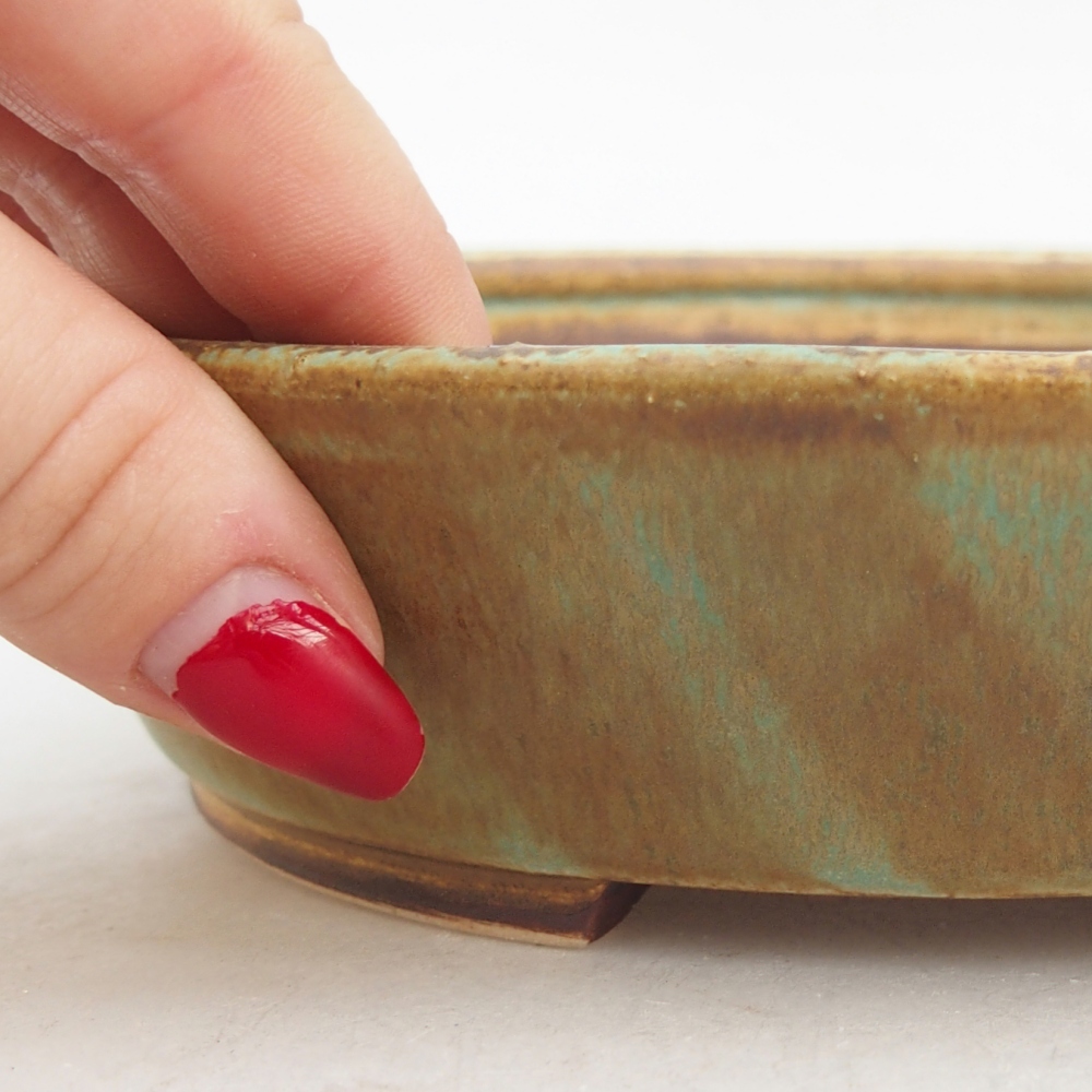 Keramická bonsai miska 18,5 x 16,5 x 4,5 cm, barva zelená