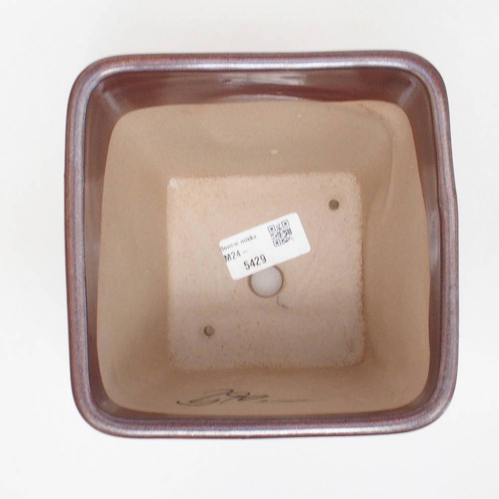 Keramická bonsai miska 13,5 x 13,5 x 14,5 cm, barva hnědá