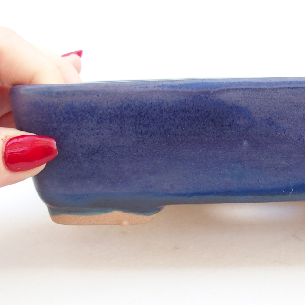 Keramická bonsai miska 18,5 x 13,5 x 3,5 cm, barva modrá