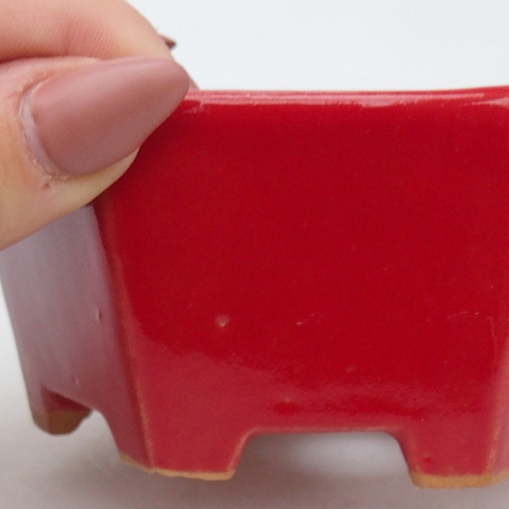 Keramická bonsai miska 10,5 x 9,5  x 5 cm, barva červená