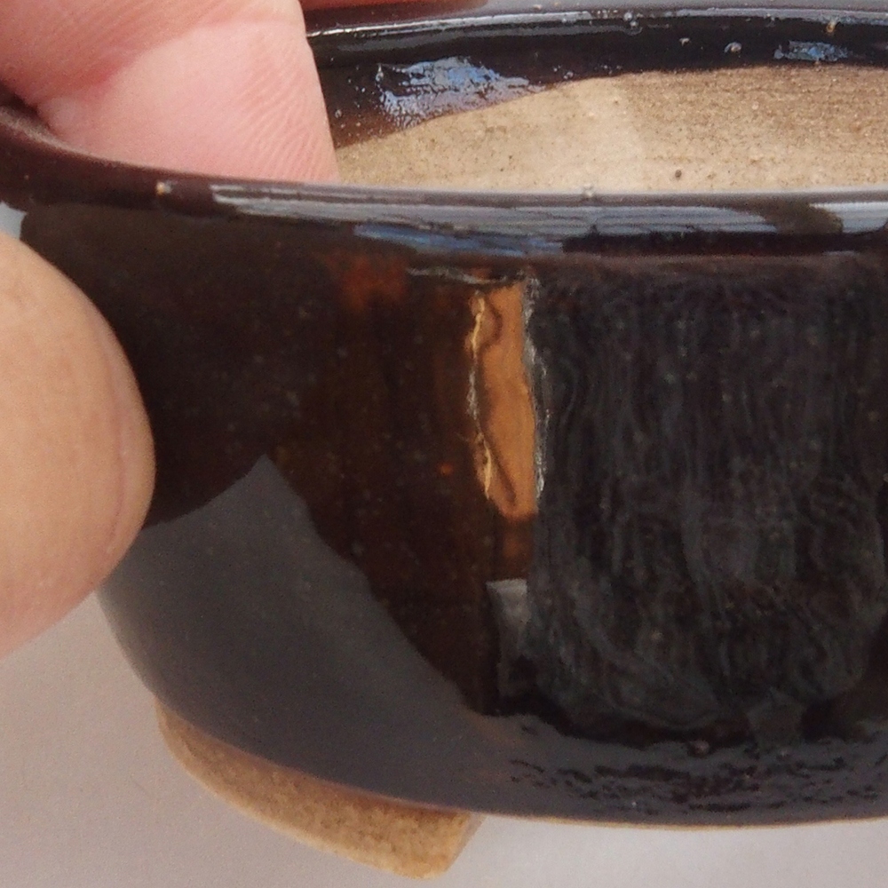 Keramická bonsai miska 10,5 x 9 x 4 cm, barva černá