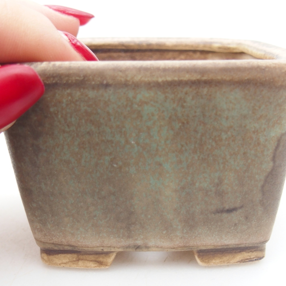 Keramická bonsai miska 6 x 6 x 4,5 cm, barva zelená