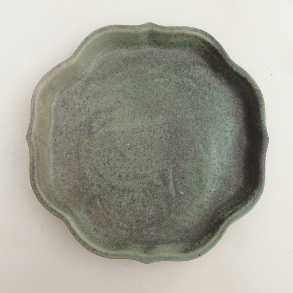 Keramická podmiska H06 - 14 x 14 x 1,5 cm  - zelená