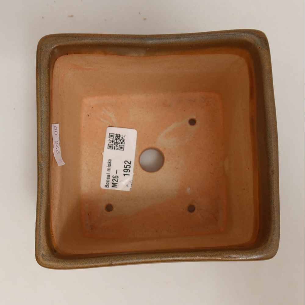 Keramická bonsai miska 11 x 11 x 8,5 cm, barva hnědá