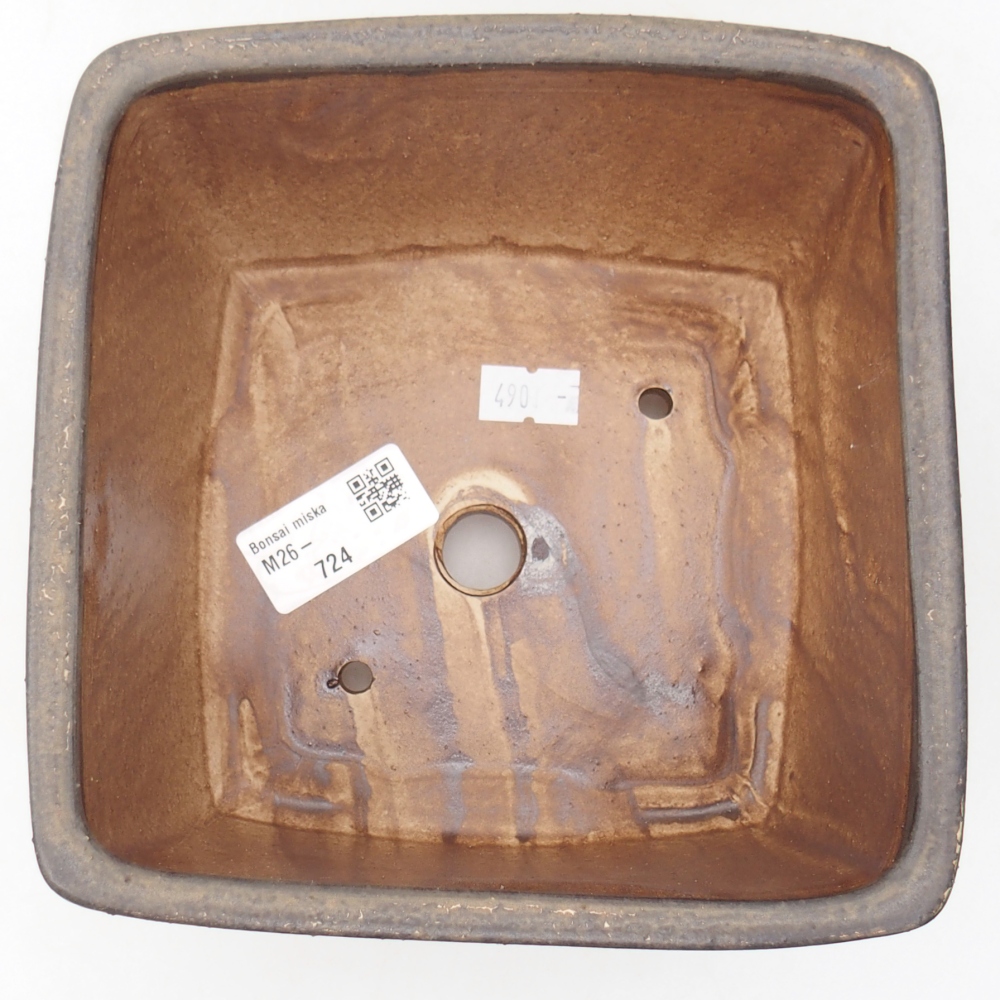 Keramická bonsai miska 16 x 16 x 10 cm, barva hnědá