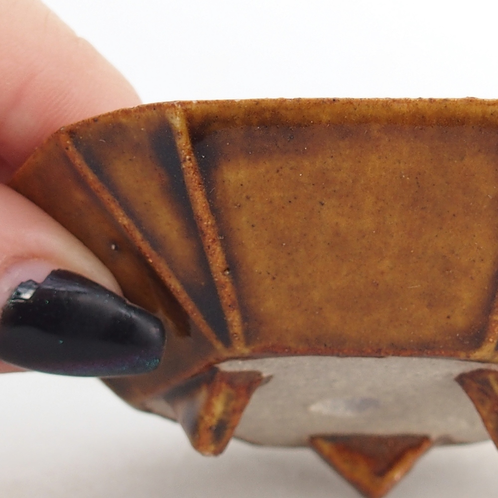 Keramická bonsai miska 8,5 x 8 x 2,5 cm, barva hnědá