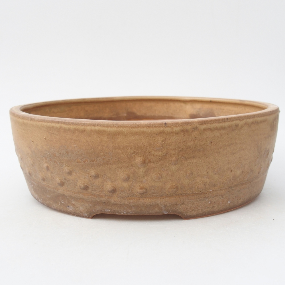 Keramická bonsai miska 24,5 x 24,5 x 7 cm, barva béžová
