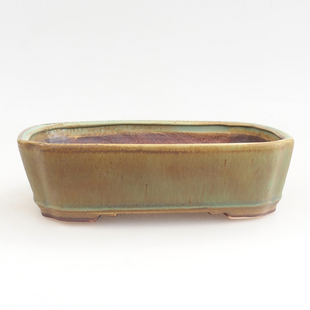 Keramická bonsai miska 21 x 18 x 6 cm, barva zelená
