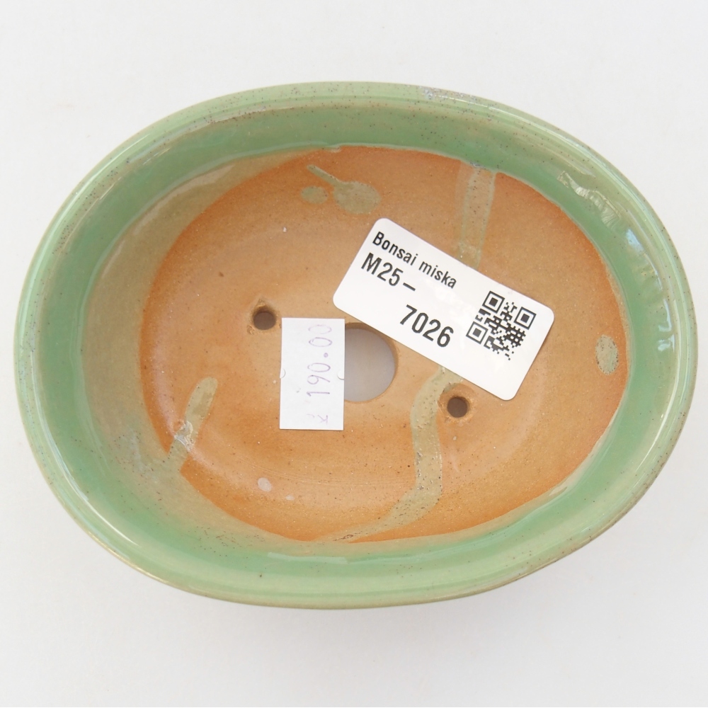 Keramická bonsai miska 11 x 9 x 4 cm, barva zelená