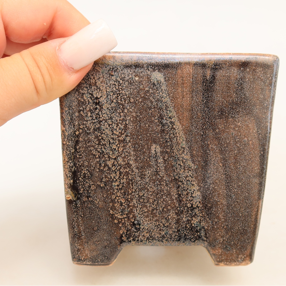 Keramická bonsai miska 8,5 x 8,5 x 9 cm, barva hnědá