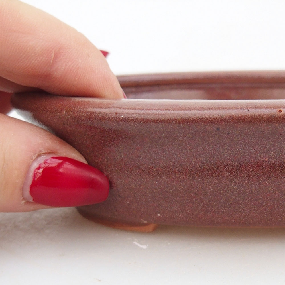 Keramická bonsai miska 12 x 10 x 3 cm, barva vínová