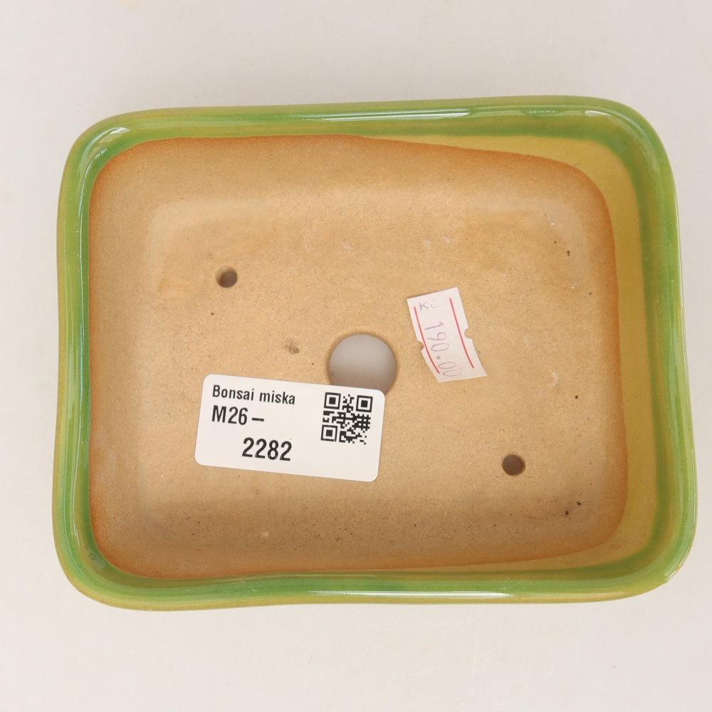 Keramická bonsai miska 12,5 x 9,5 x 4 cm, barva zelená