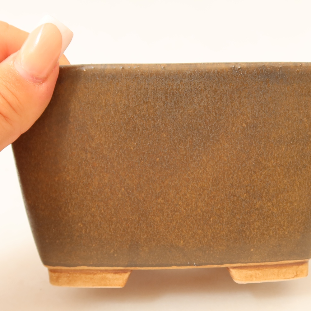 Keramická bonsai miska 13 x 13 x 8 cm, barva hnědá