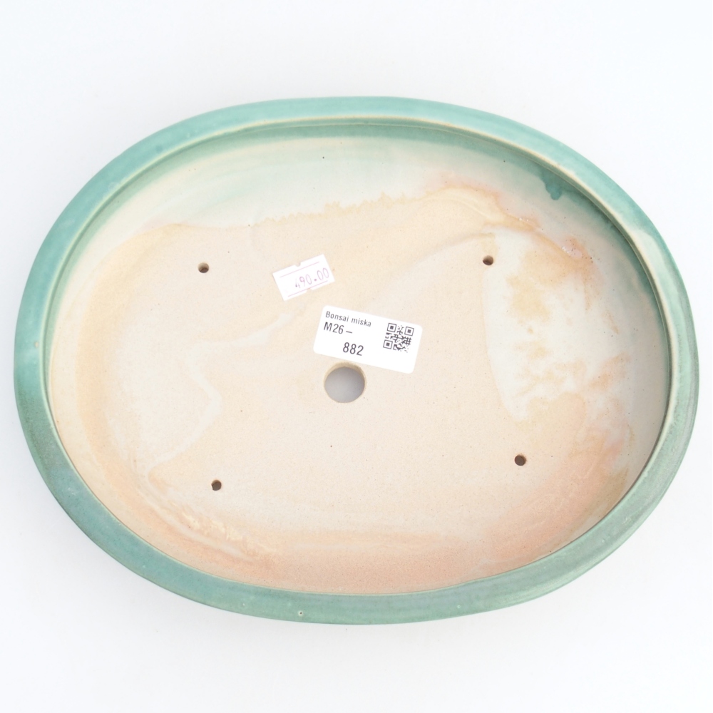 Keramická bonsai miska 24,5 x 20 x 4 cm, barva zelená