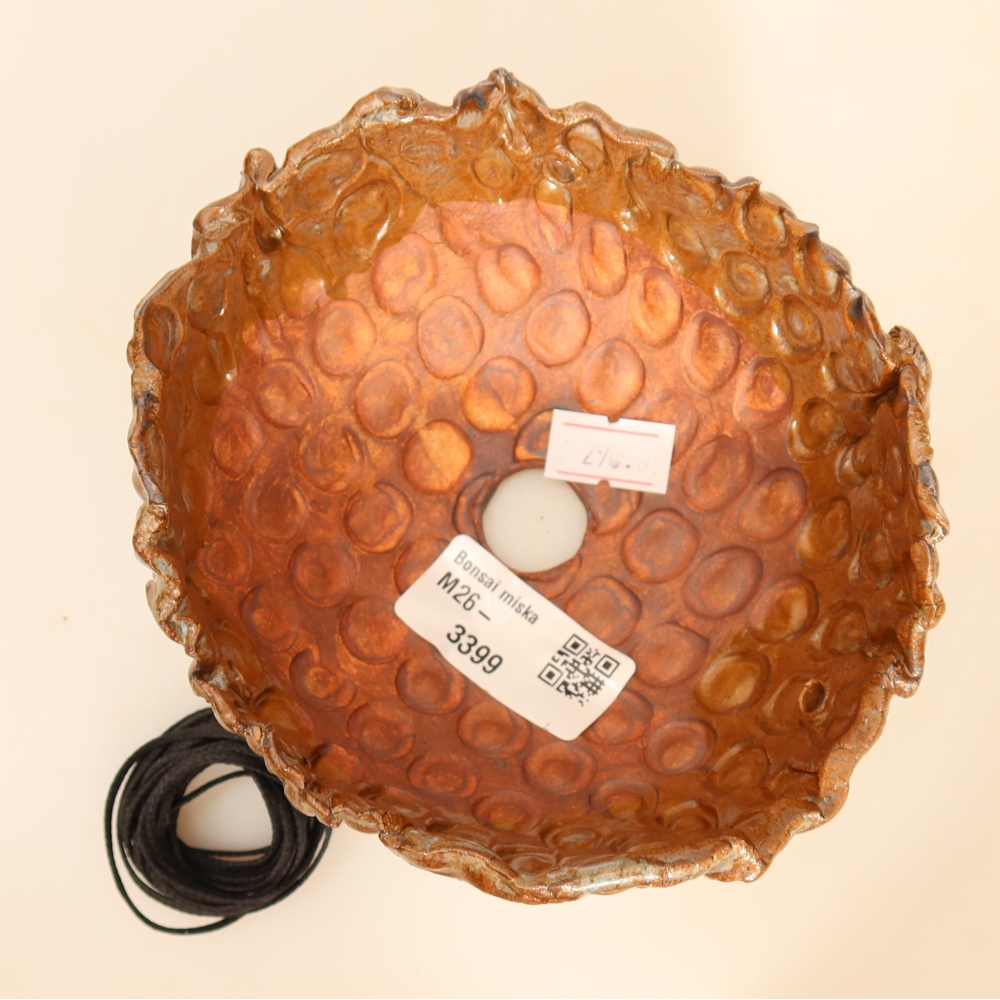 Keramická Skořápka na Kokedamu 12,5 x 11,5 x 6 cm , barva hnědá