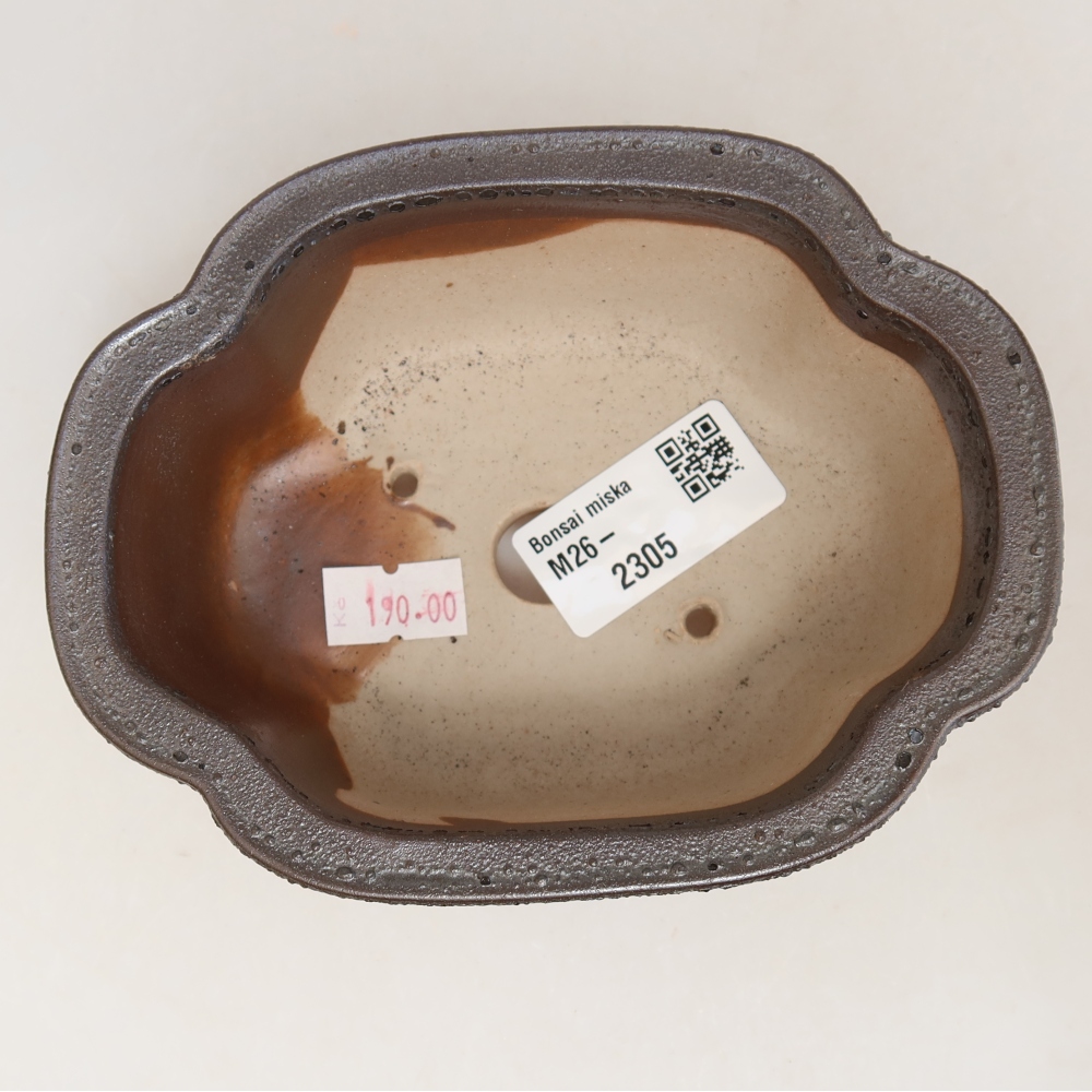 Keramická bonsai miska 13,5 x 10,5 x 5 cm, barva kovová