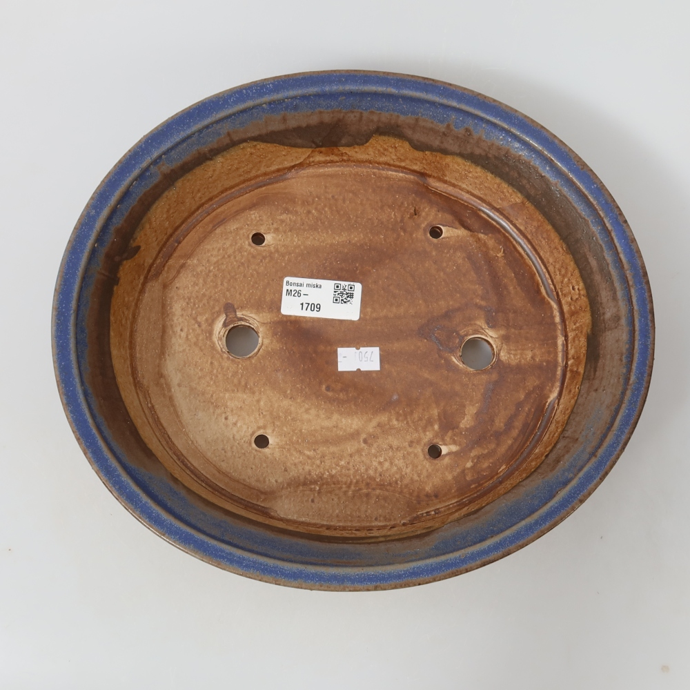 Keramická bonsai miska 27 x 24,5 x 5,5 cm, barva modrá