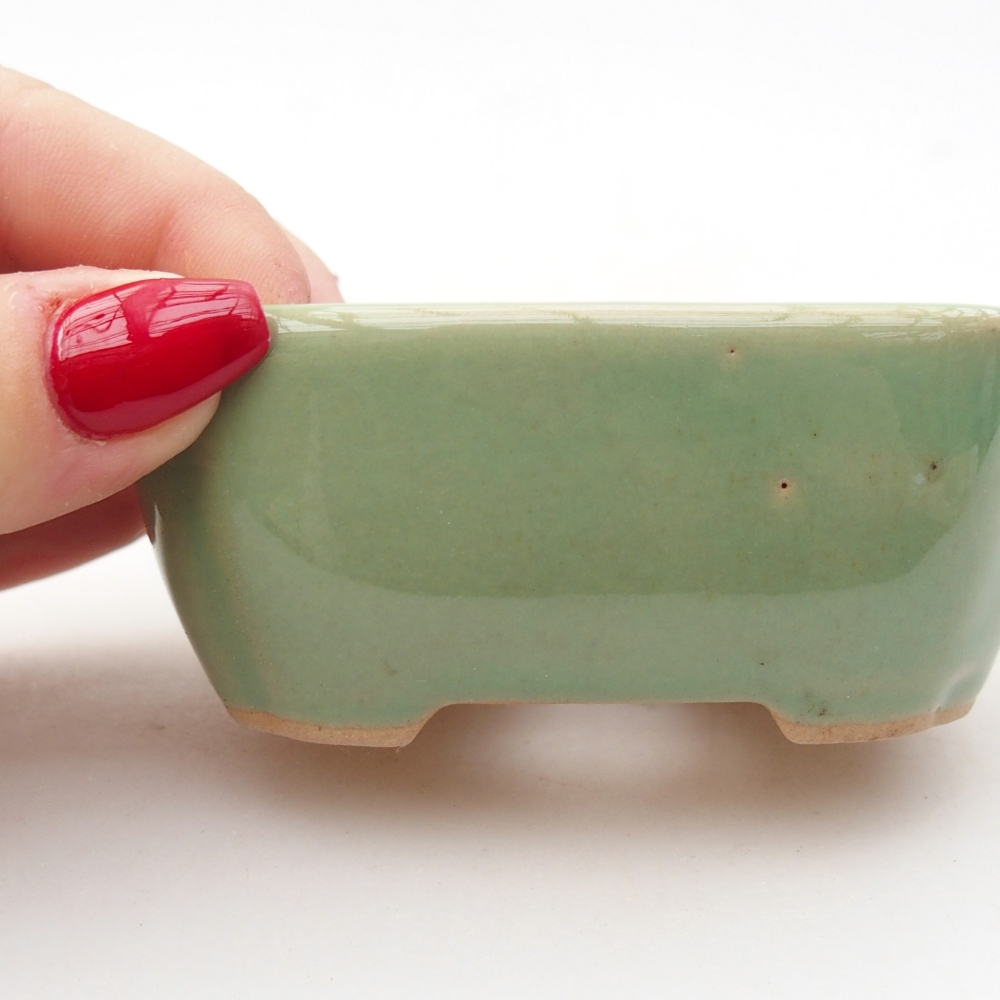 Keramická bonsai miska 8,5 x 7 x 3,5 cm, barva zelená