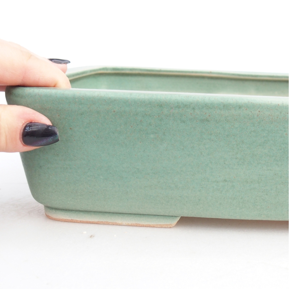 Keramická bonsai miska 26,5 x 20,5 x 7 cm, barva zelená