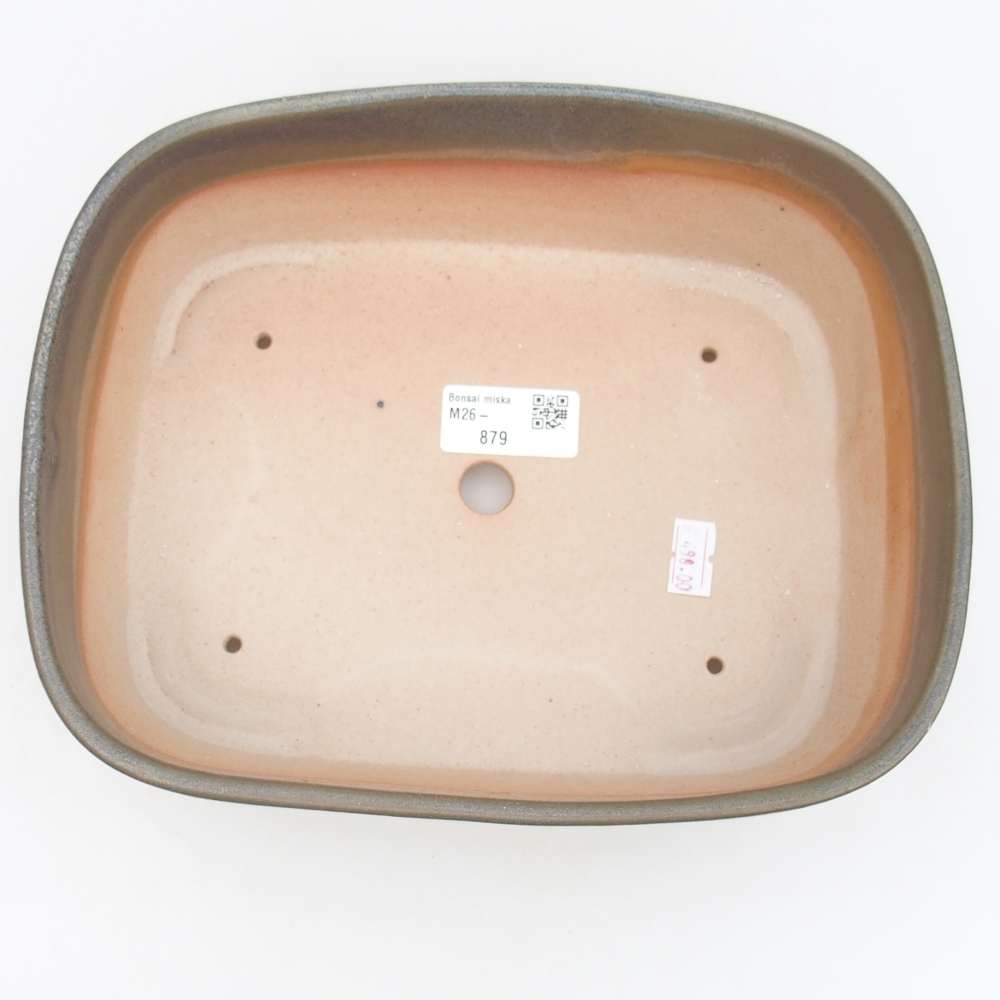 Keramická bonsai miska 23,5 x 19 x 7,5 cm, barva hnědozelená