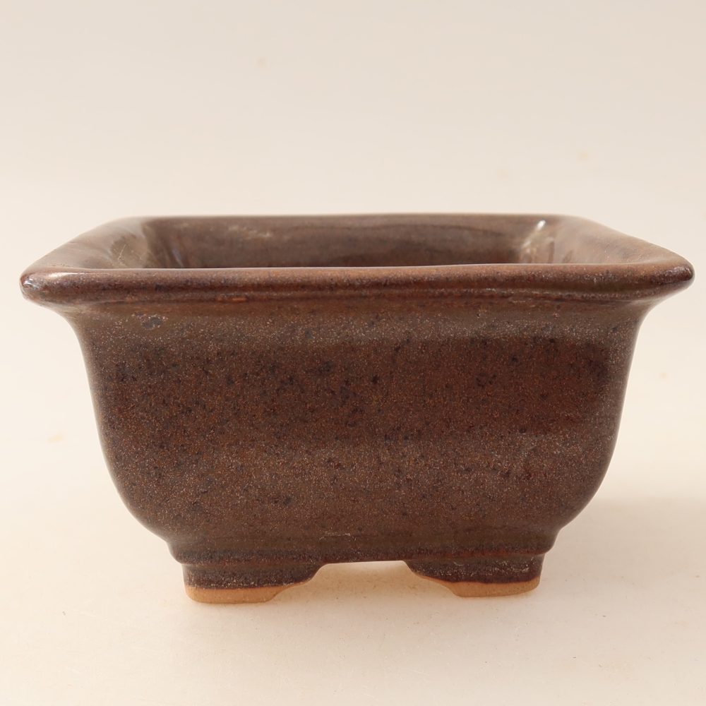 Keramická bonsai miska 9,5 x 9,5 x 5,5 cm, barva hnědá