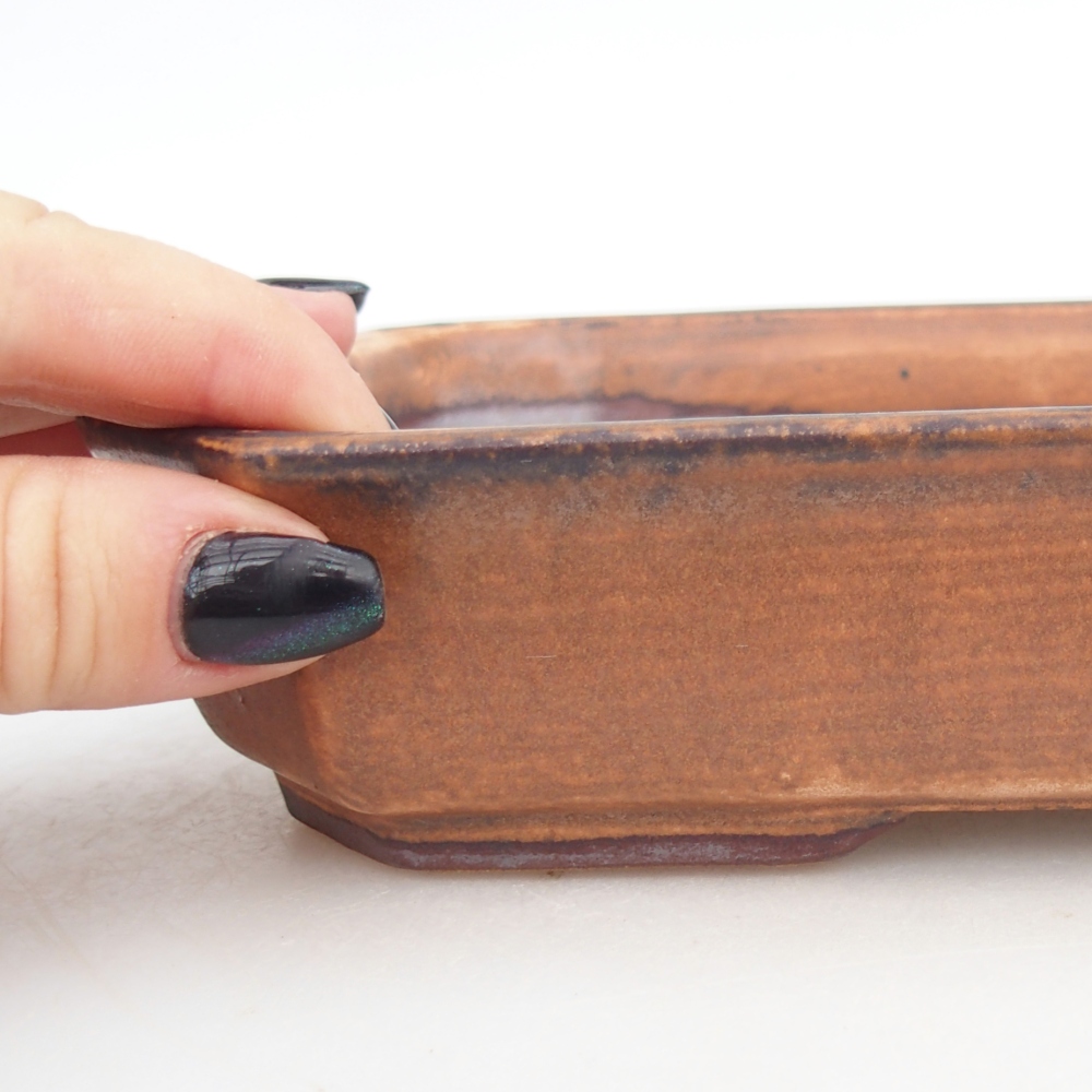 Keramická bonsai miska 18,5 x 13,5 x 4,5 cm, barva hnědá