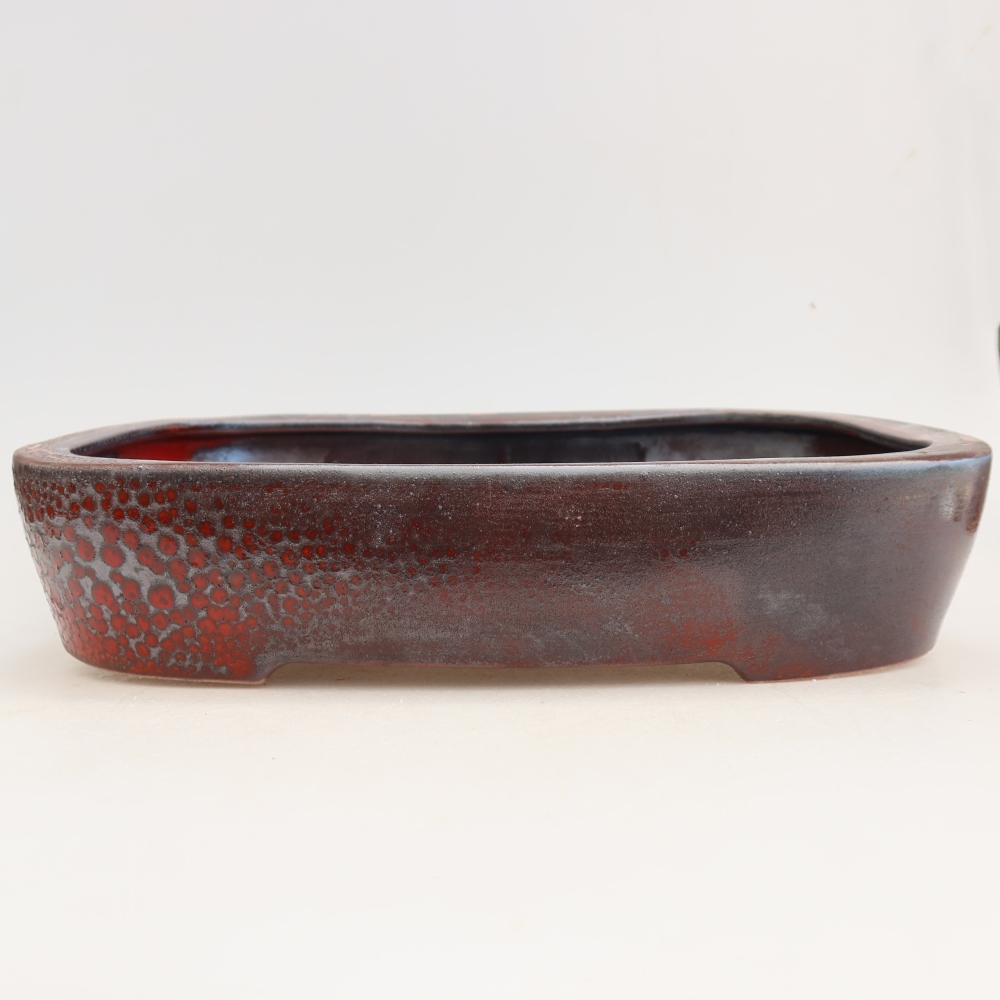 Keramická bonsai miska 32 x 24,5 x 6,5 cm, barva kovovočervená