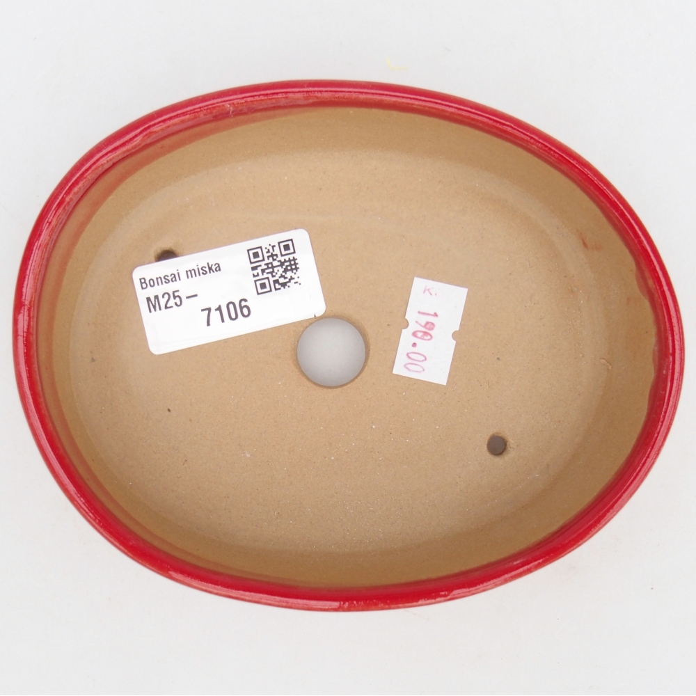 Keramická bonsai miska 12,5 x 10 x 3,5 cm, barva červená
