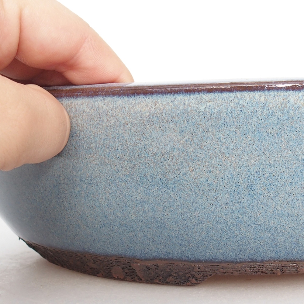 Keramická bonsai miska 25,5 x 25,5 x 7 cm, barva modrá