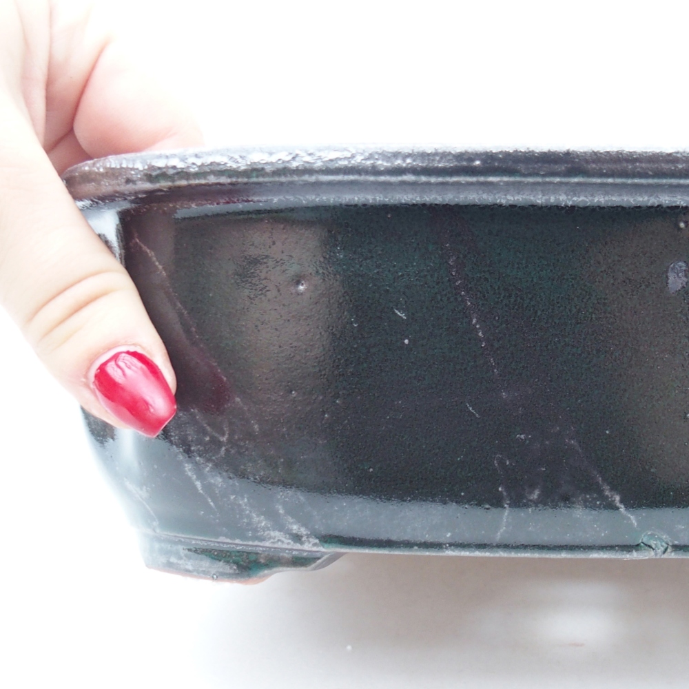 Keramická bonsai miska 25 x 21 x 7,5 cm, barva zelená