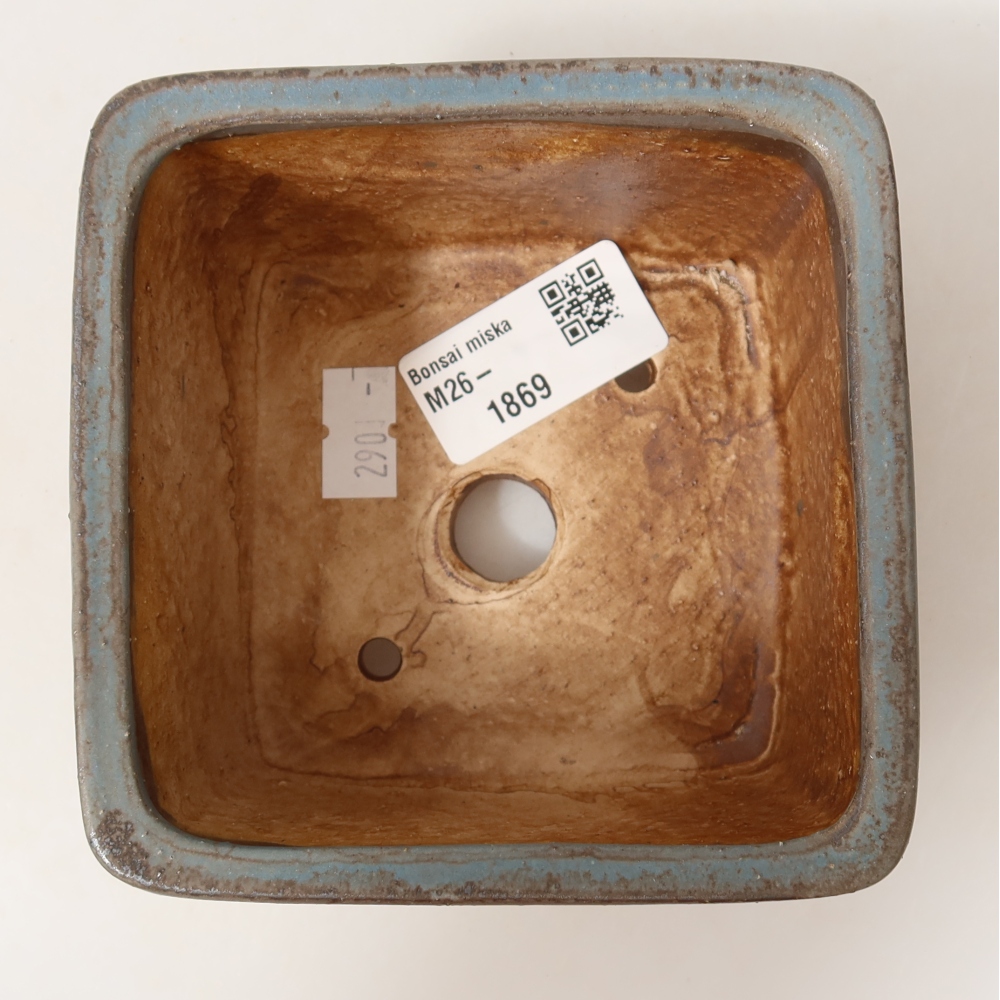 Keramická bonsai miska 10,5 x 10,5 x 7 cm, barva modrá