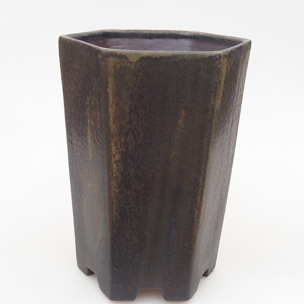 Keramická bonsai miska 13 x 11,5 x 17 cm, barva zelenošedá