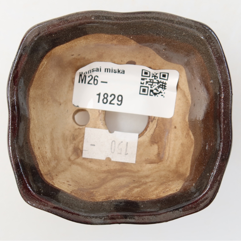 Keramická bonsai miska 7,5 x 7 x 3,5 cm, barva hnědá