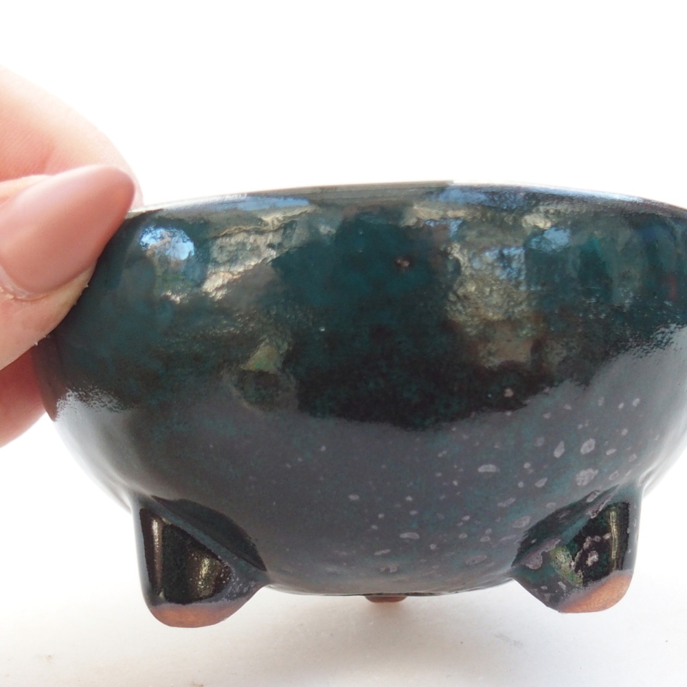 Keramická bonsai miska 9,5 x 9,5 x 5 cm, barva zelená