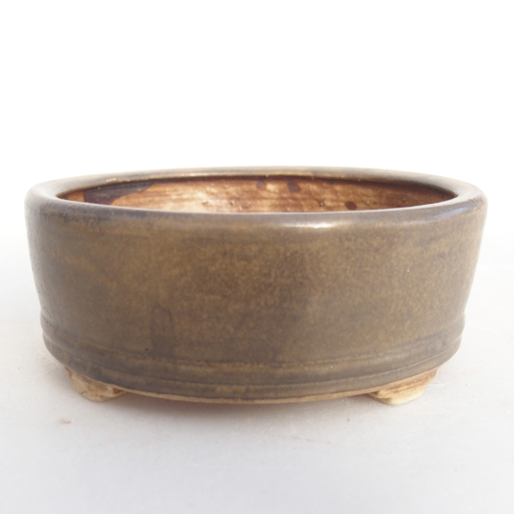 Keramická bonsai miska 9 x 9 x 3,5 cm, barva hnědá